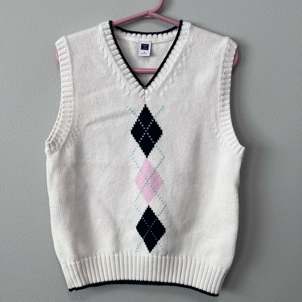 Janie and Jack 100% Cotton Argyle Sweater Vest Size 5
